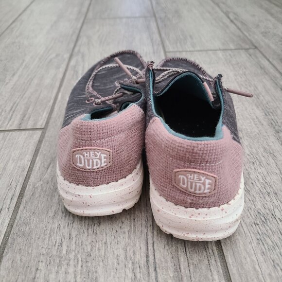 Hey Dude Wendy Girl Youth Jersey Shoes Charcoal & Pink Size Y2 / EU 34 - Picture 5 of 11